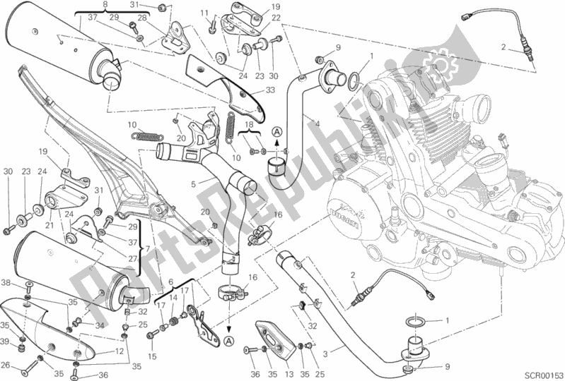 Todas as partes de Sistema De Exaustão do Ducati Monster 659 Australia 2013